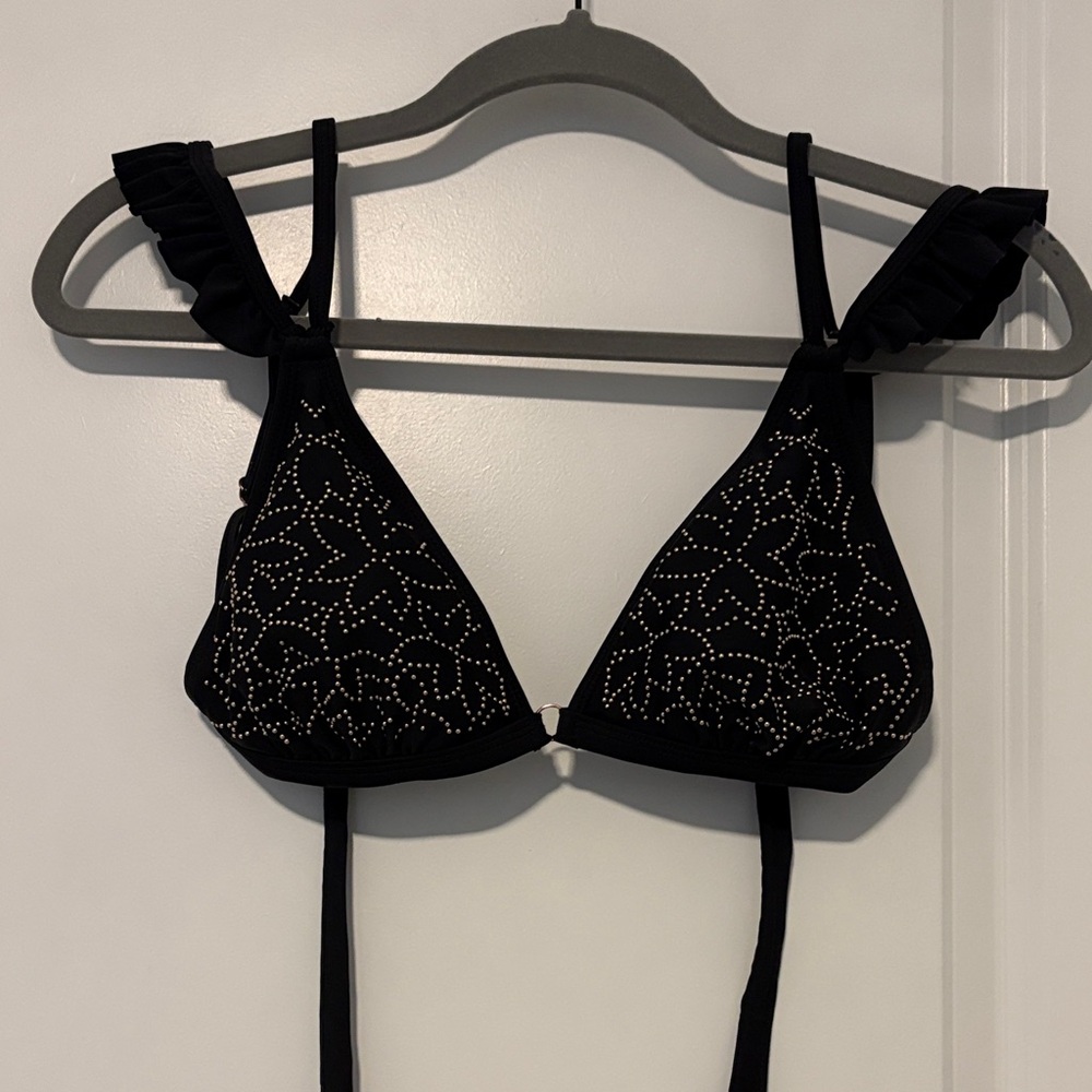 Elegant Black Embellished Women's Bathing Suit top